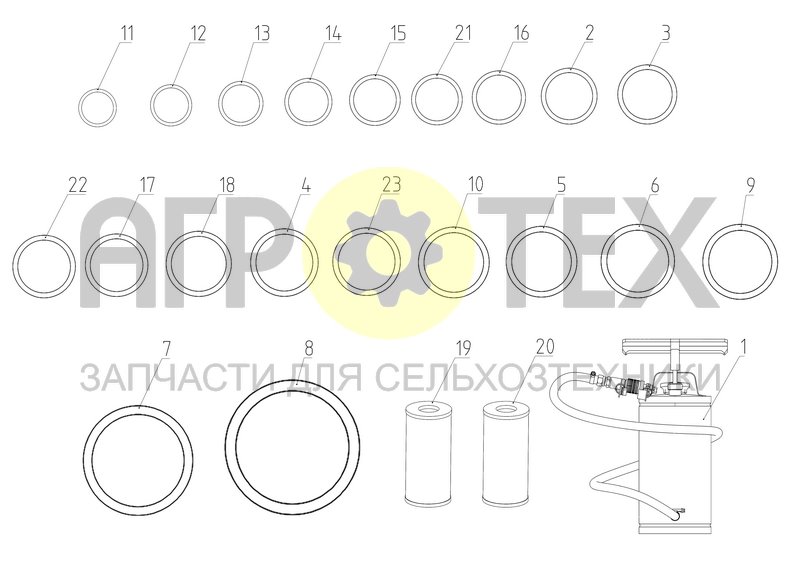 Комплект запасных частей и принадлежностей гидрооборудования (1401.62.29.000) (№20 на схеме)